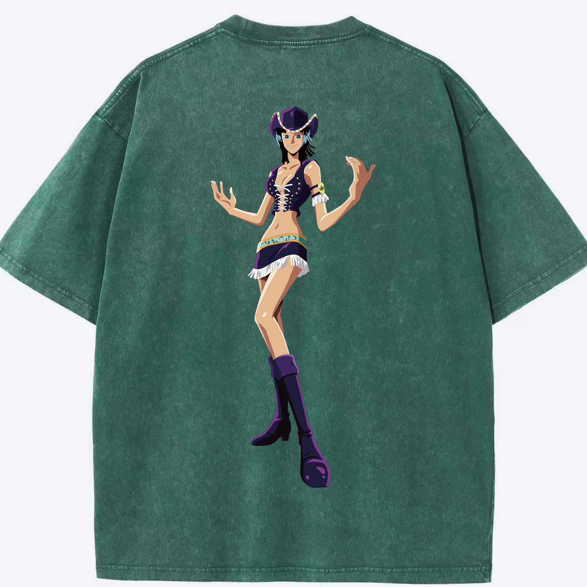 ワンピース ニコ・ロビン ONE PIECE Nico Robin 綿100% ヴィンテージ風 半袖Tシャツ（背面プリント）